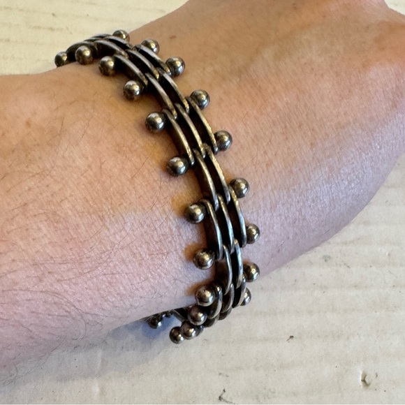 Stunning Vintage Sterling Silver Bracelet Length 8" Unisex Mid Century Modern - Picture 6 of 16